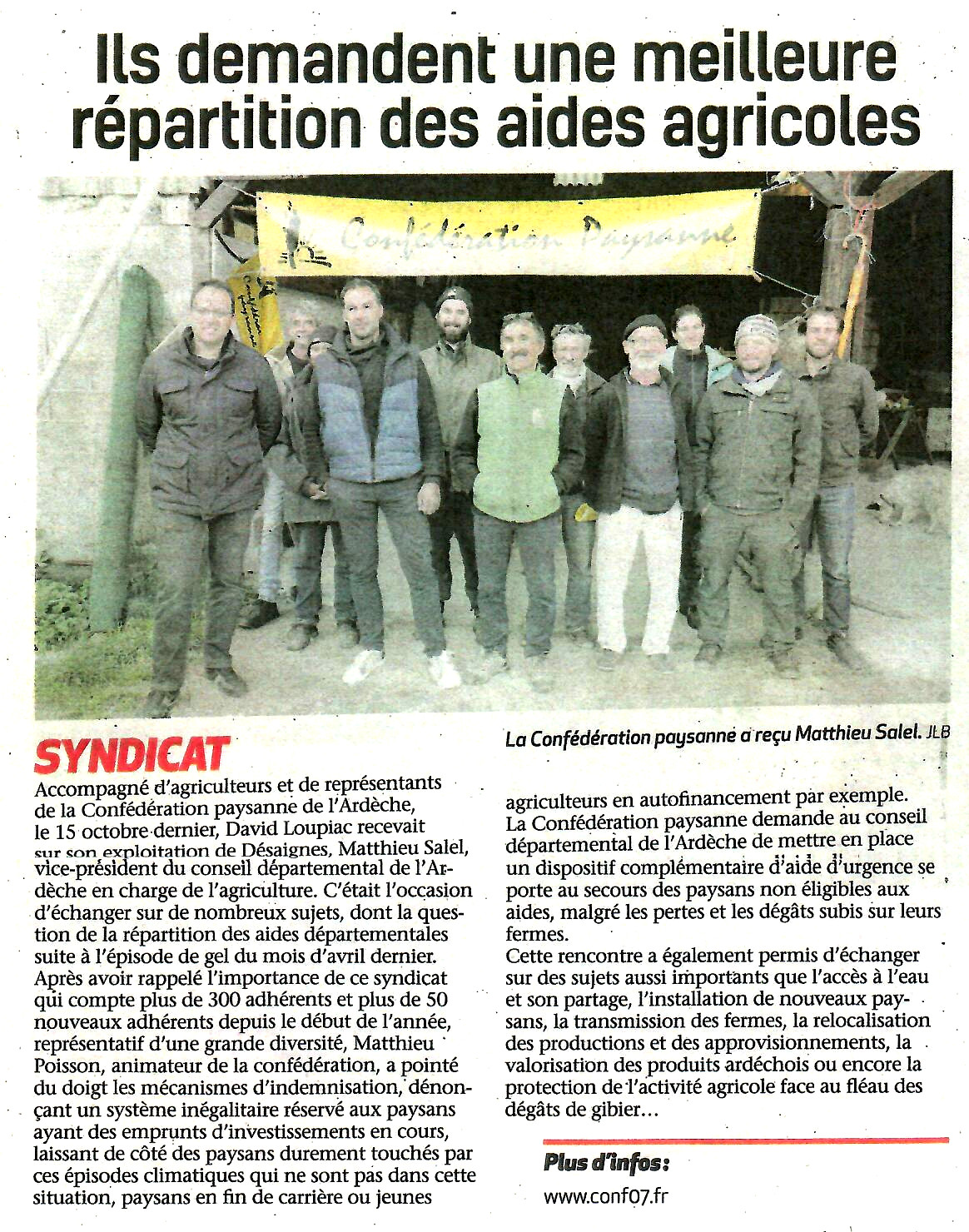 article Desaignes rencontre Salel Hebdo
