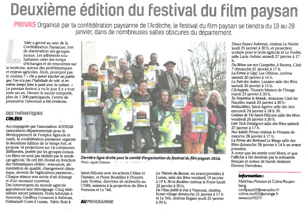 Hebdo Ardeche presentation Festival - 18012024